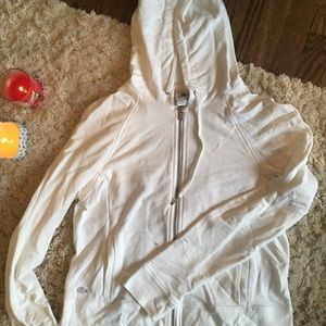 Lacoste white zip up sweatshirt